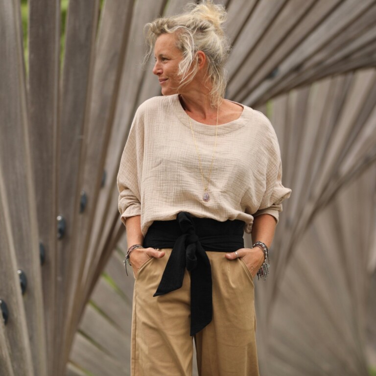 Quintessence - Ceinture Anita  - Jacquard coton/lin noir