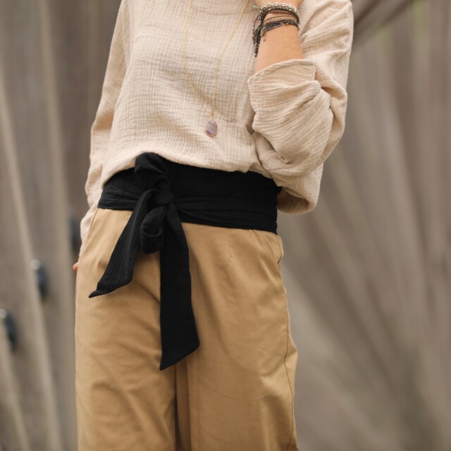 Quintessence - Ceinture Anita  - Jacquard coton/lin noir