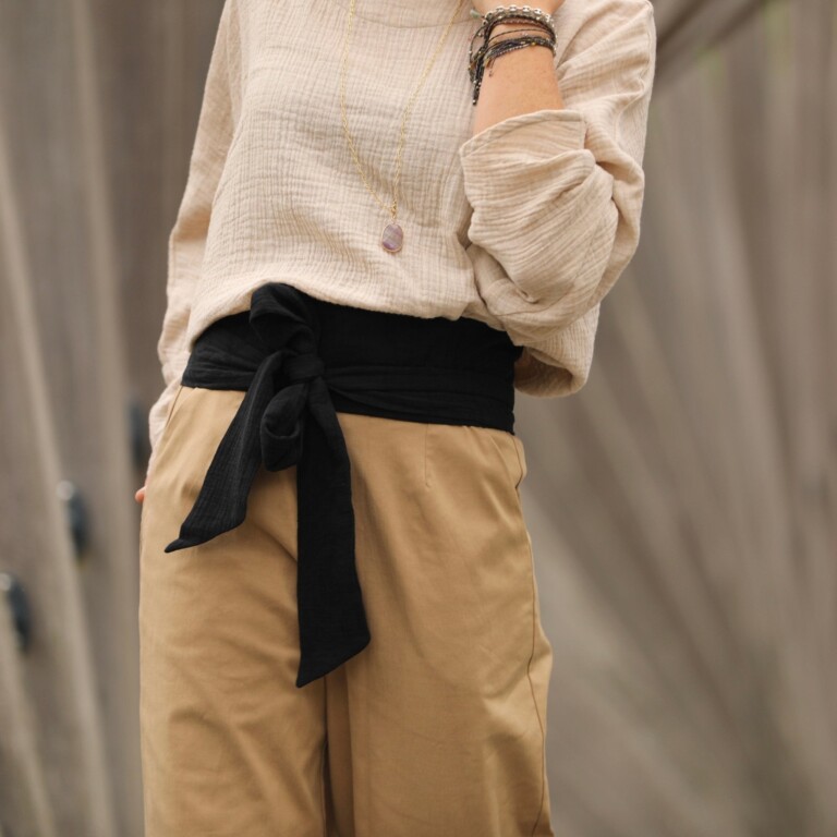 Quintessence - Ceinture Anita - Jacquard coton/lin noir
