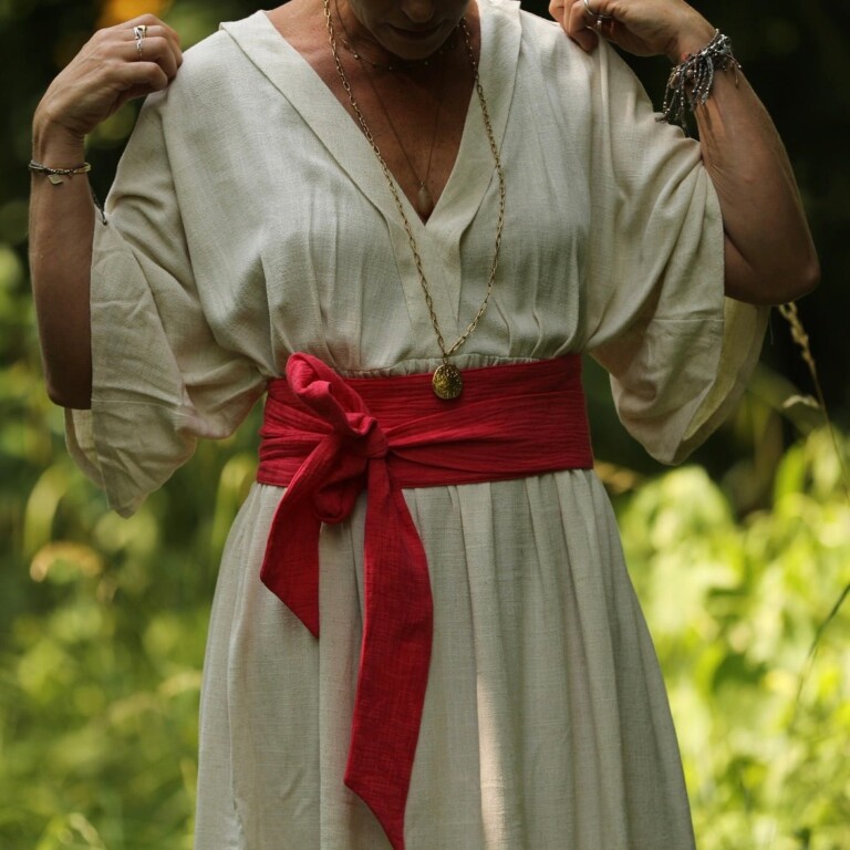 ceinture anita jacquard lincoton fuschia 376337 Quintessence - Ceinture Anita - Jacquard lin/coton fuschia