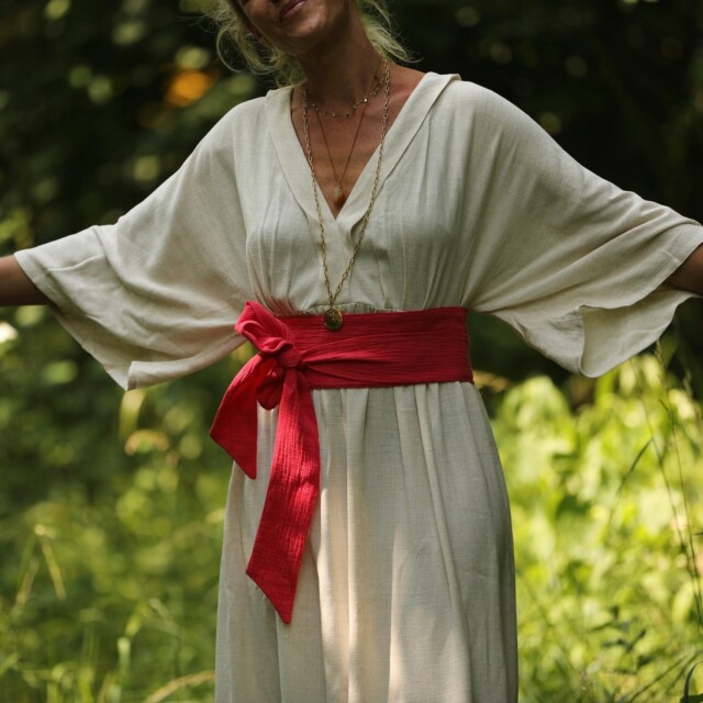 Quintessence - Ceinture Anita - Jacquard lin/coton fuschia