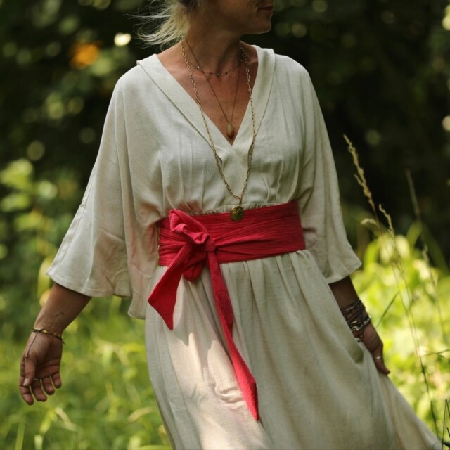 Quintessence - Ceinture Anita - Jacquard lin/coton fuschia