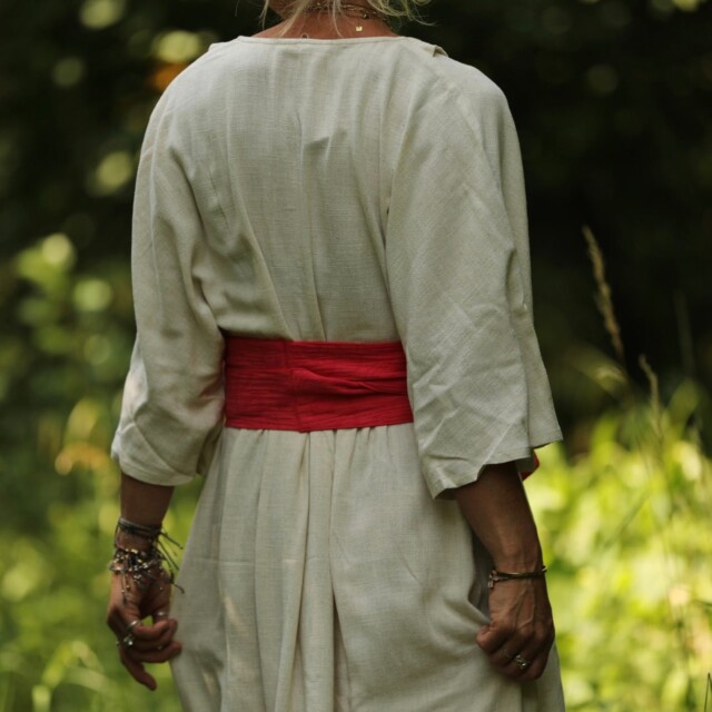 Quintessence - Ceinture Anita - Jacquard lin/coton fuschia