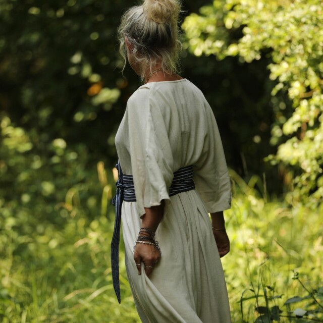 Quintessence - Ceinture Anita - Jean de coton bleu rayé