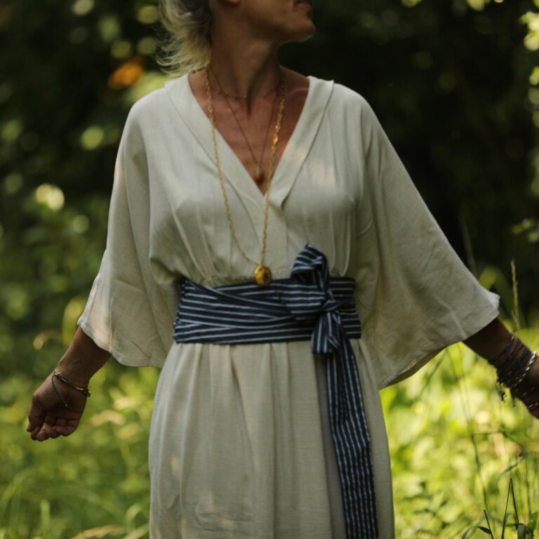 Meta SS25 - Ceinture Anita - Jean de coton bleu rayé