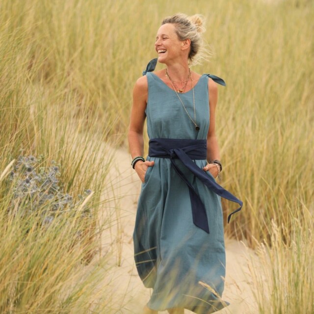 Quintessence - Ceinture Anita -lin bleu indigo