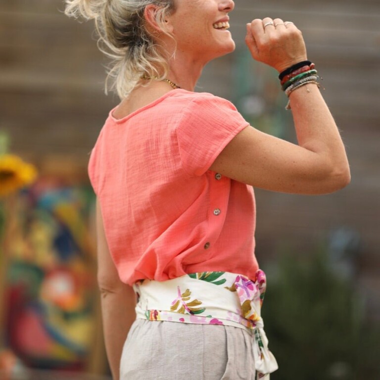 Quintessence - Ceinture Anita -popeline de coton floraison