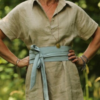 Quintessence - Ceinture Anita  Vichy de coton bleuté