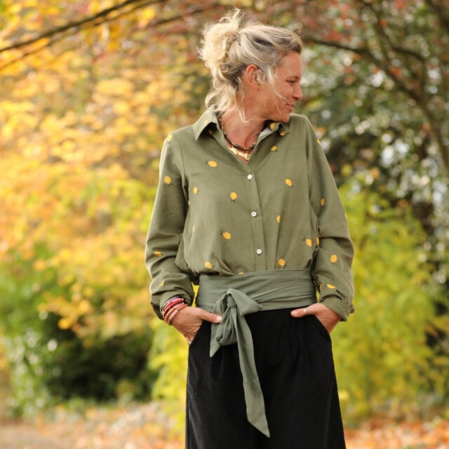 Quintessence - Ceinture Anita  – viscose/lin kaki