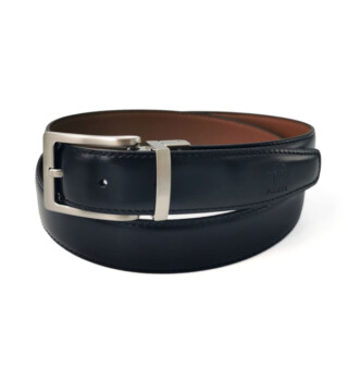 Ceinture réversible en cuir pleine fleur noire et marron made in france par la marque THE FRENCH GAME THE FRENCH GAME - Ceinture réversible en cuir pleine fleur noire et marron made in france