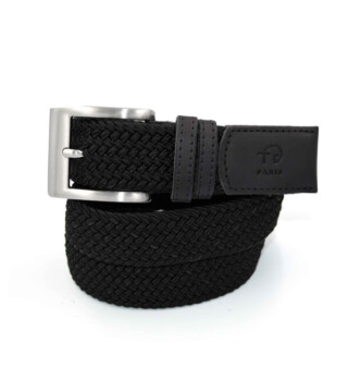 Ceinture tressée noire made in France aux embouts en cuir par la marque THE FRENCH GAME THE FRENCH GAME - Ceinture tressée noire made in France aux embouts en cuir