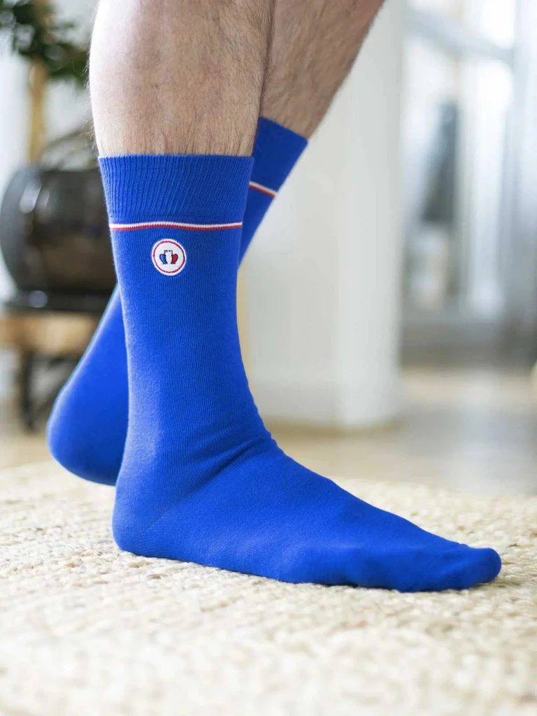chaussettes made in france les unies bleu electrique 3 jpg Tranquille Émile - Les Unies bleu électrique