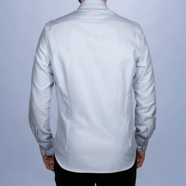 - Chemise Alpine - Flanelle Bleu Glacier - Col Boutonné & Poches à Soufflets