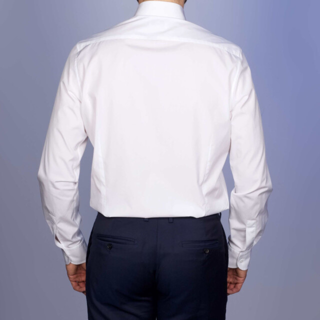 - Chemise Blanche Popeline Double Retors - Petit Col Français