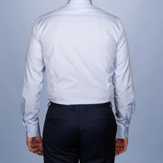 - Chemise Bleu Ciel Popeline Double Retors - Col Français