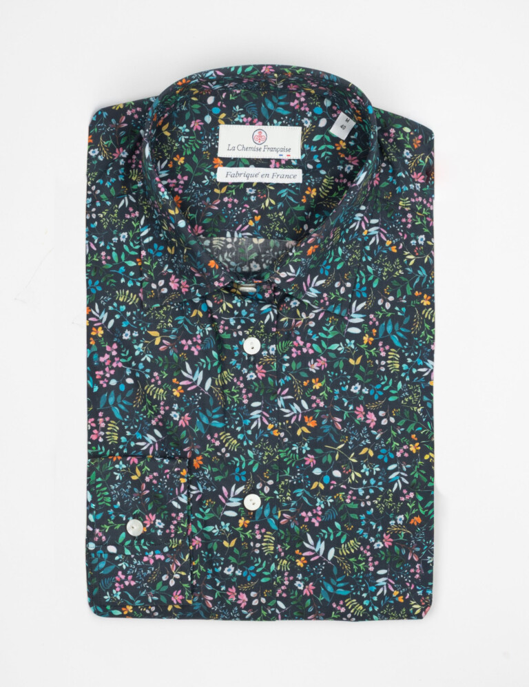 - Chemisier Floraison Multicolore - Petit Col Français Souple