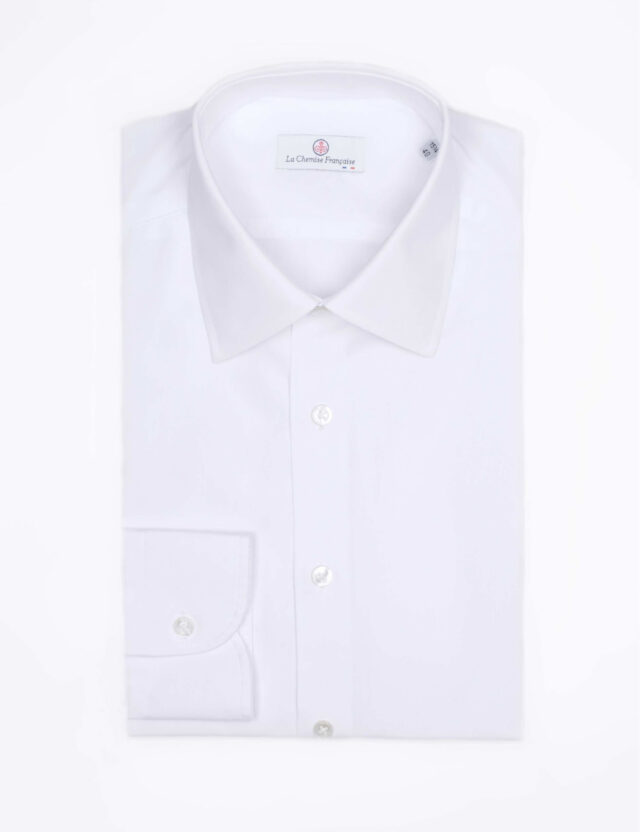 La Chemise Française - Chemise Blanche Popeline Double Retors – Col Français