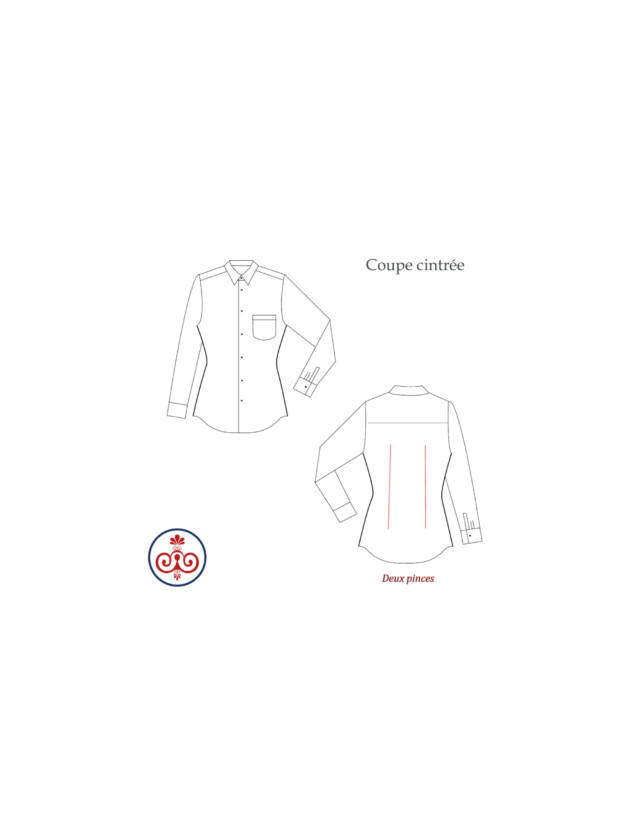 - Chemise Blanche Popeline Double Retors - Col Français