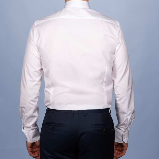 - Chemise Blanche Popeline Double Retors - Petit Col Français