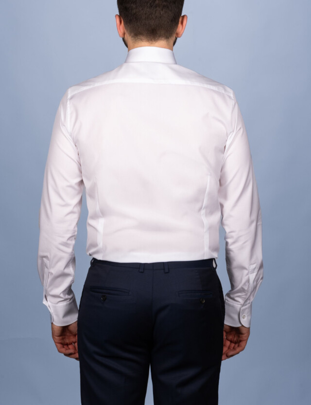 - Chemise Blanche Popeline Double Retors - Petit Col Français