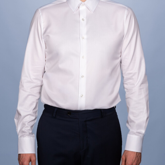 - Chemise Blanche Twill Fin - Petit Col Français