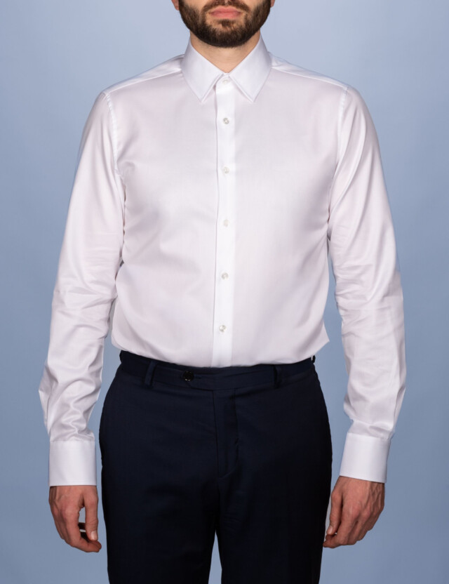 - Chemise Blanche Twill Fin - Petit Col Français