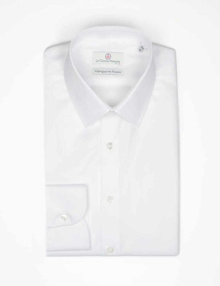 - Chemise Blanche Twill Fin - Petit Col Français