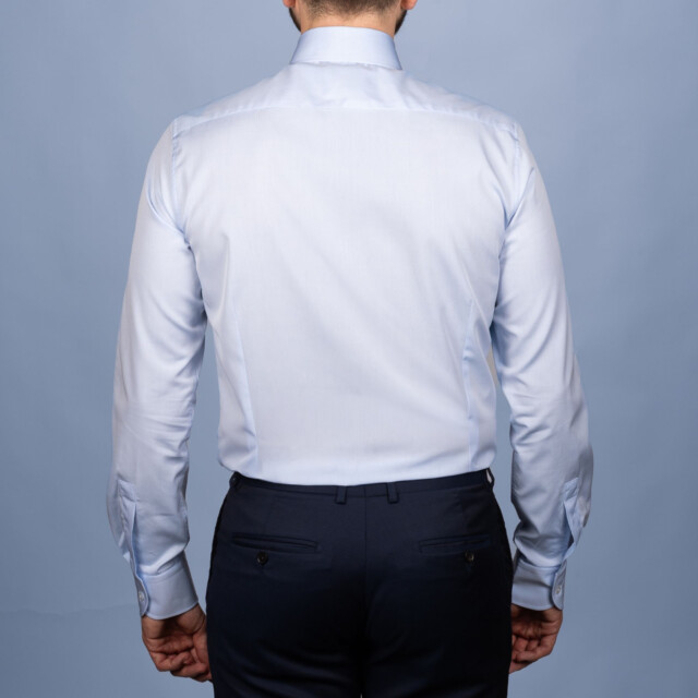 - Chemise Bleu Ciel Popeline Double Retors - Petit Col Français