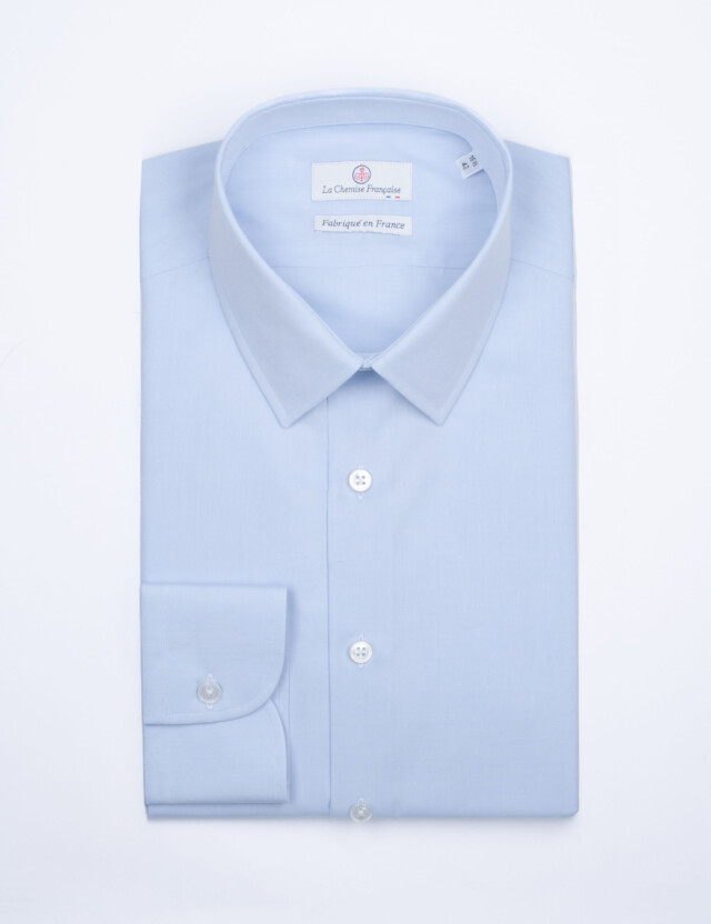 La Chemise Française - Chemise Bleu Ciel Popeline Double Retors – Petit Col Français
