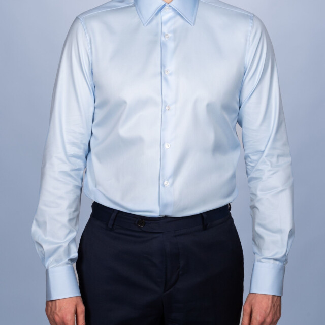 - Chemise Bleu Ciel Twill Fin "Elysée" - Col Français