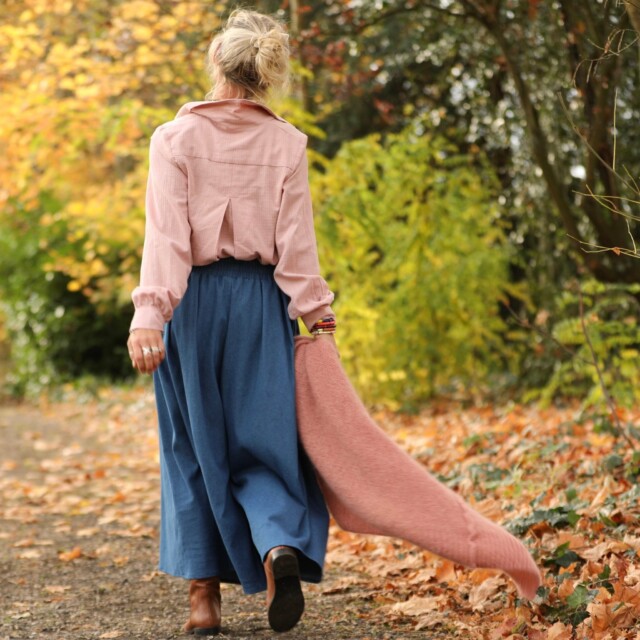 Quintessence - Chemise Caroline - Armuré de coton rose poudré