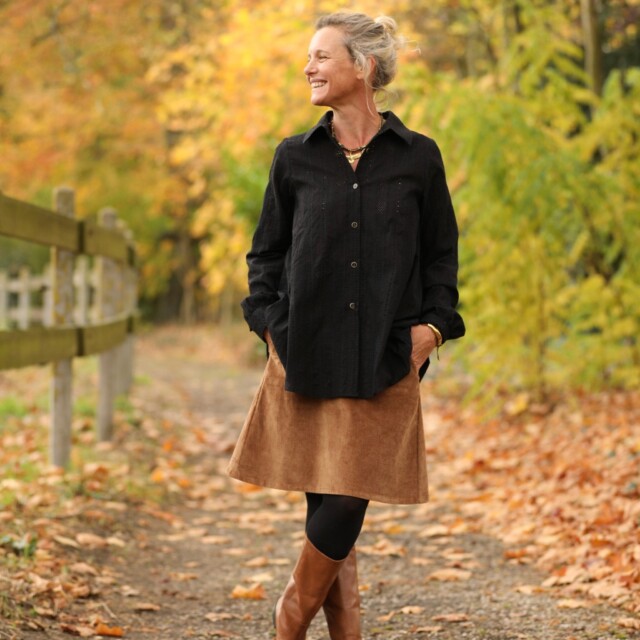 Quintessence - Chemise Caroline – Broderie noire nuit étoilée