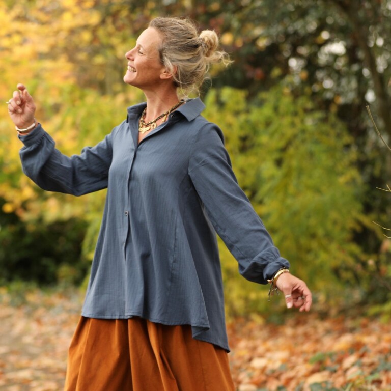 Quintessence - Chemise Caroline - Dobby tressé bleu ardoise