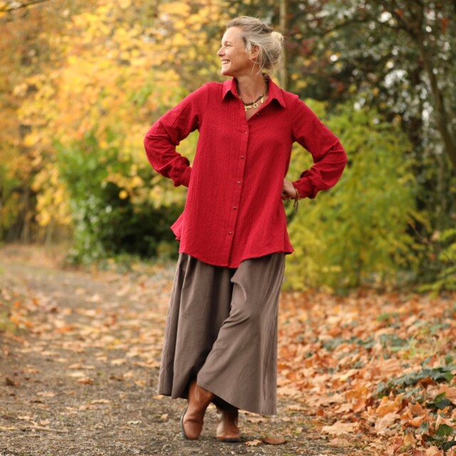 Quintessence - Chemise Caroline - Double gaze de coton plumetis grenat