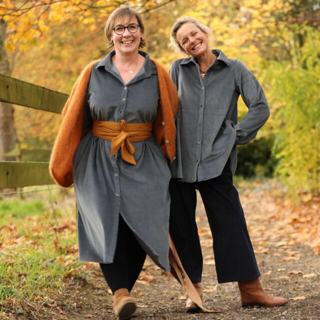 Quintessence - Chemise Caroline - Velours côtelé bleu grisé