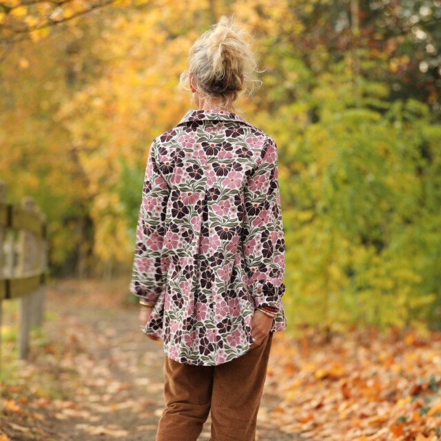 Quintessence - Chemise Caroline - Velours milleraies fleuri Rosea