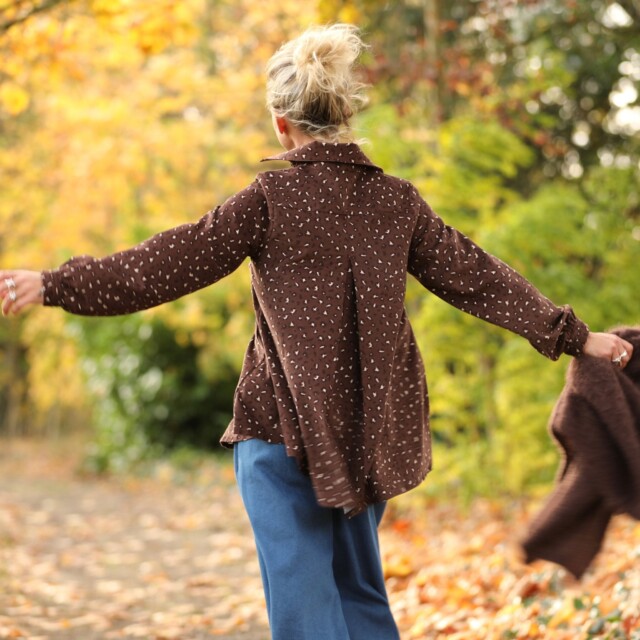 Quintessence - Chemise Caroline - Velours milleraies léo choco