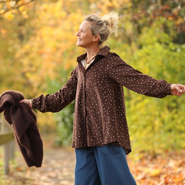 Quintessence - Chemise Caroline - Velours milleraies léo choco