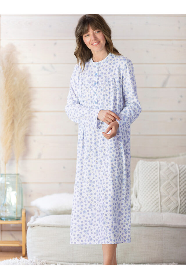 MAISON SOLFIN - Chemise de nuit imprimée en coton Made in France