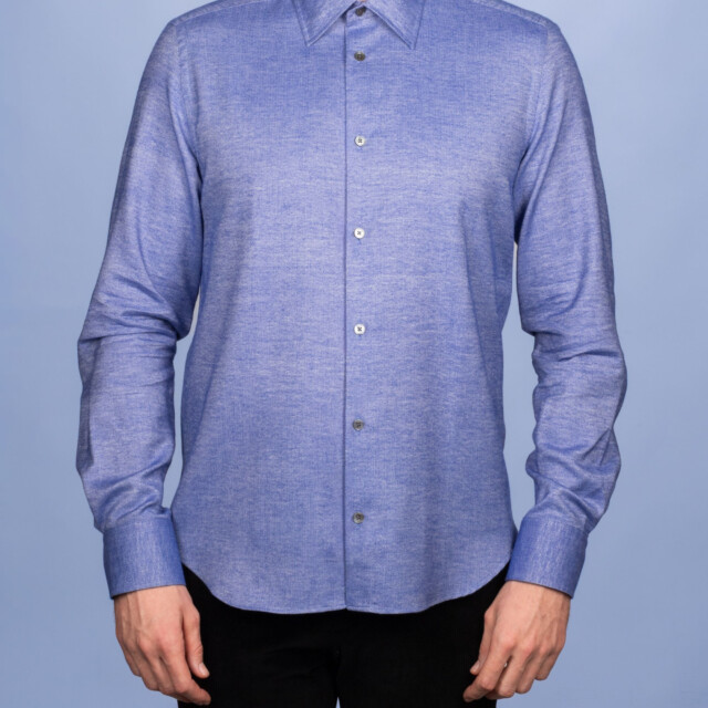 - Chemise Flanelle à Chevrons Violette - Col Souple - Coupe Droite