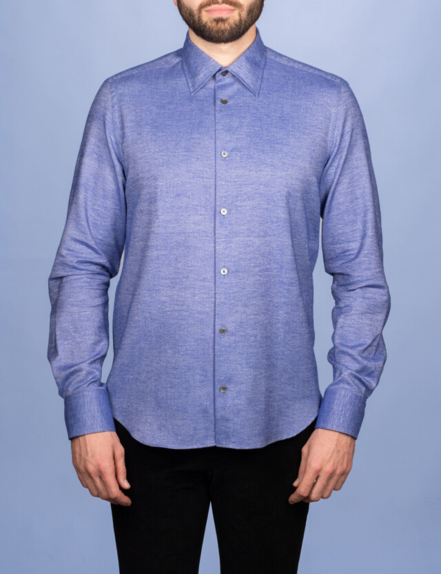 - Chemise Flanelle à Chevrons Violette - Col Souple - Coupe Droite