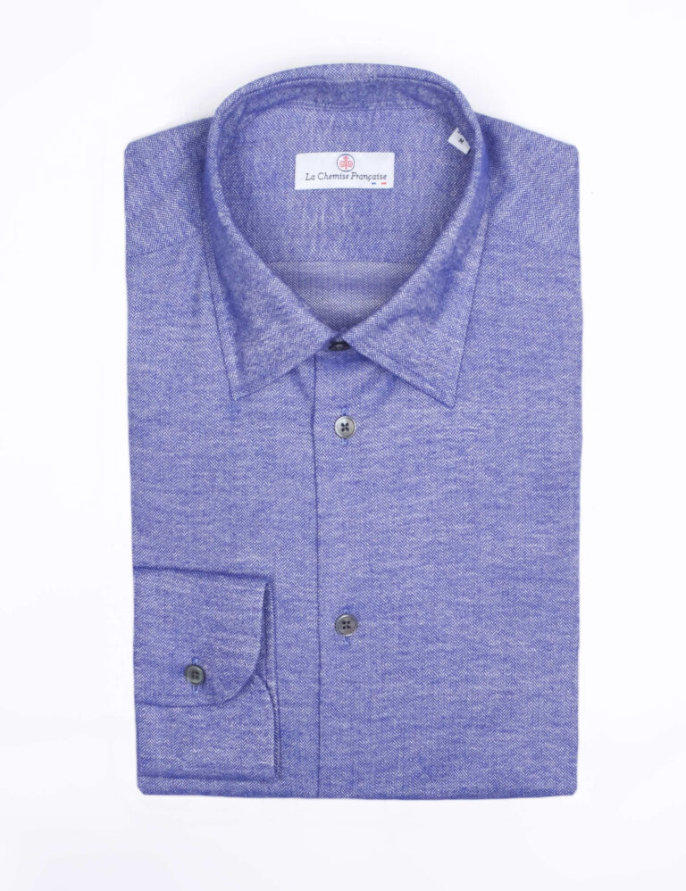 - Chemise Flanelle à Chevrons Violette - Col Souple - Coupe Droite