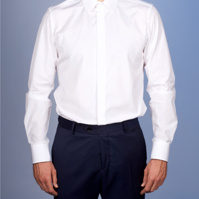 - Chemise Gorge Cachée - Popeline Double Retors - Col Français