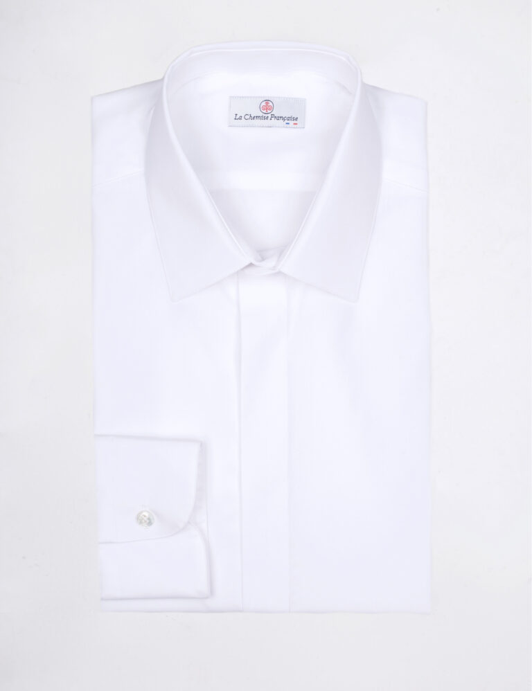 - Chemise Gorge Cachée - Popeline Double Retors - Col Français
