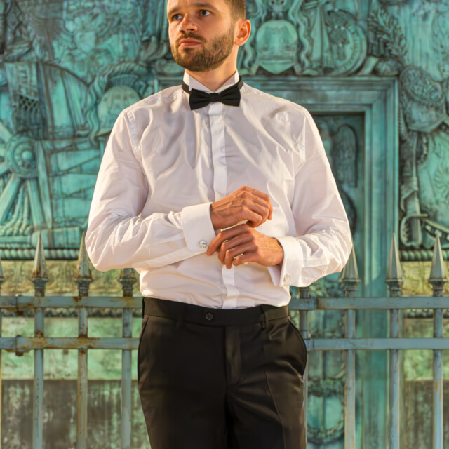 - Chemise Cérémonie - Popeline Double Retors - Col Cassé & Poignets Mousquetaires