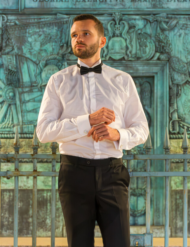 - Chemise Cérémonie - Popeline Double Retors - Col Cassé & Poignets Mousquetaires