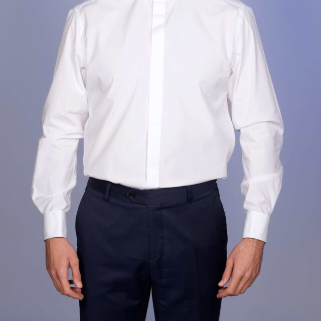 - Chemise Cérémonie - Popeline Double Retors - Col Cassé & Poignets Mousquetaires