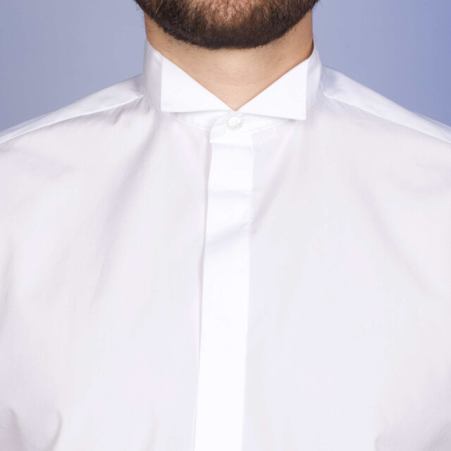 - Chemise Cérémonie - Popeline Double Retors - Col Cassé & Poignets Mousquetaires