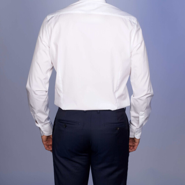 - Chemise Cérémonie - Popeline Double Retors - Col Cassé & Poignets Mousquetaires