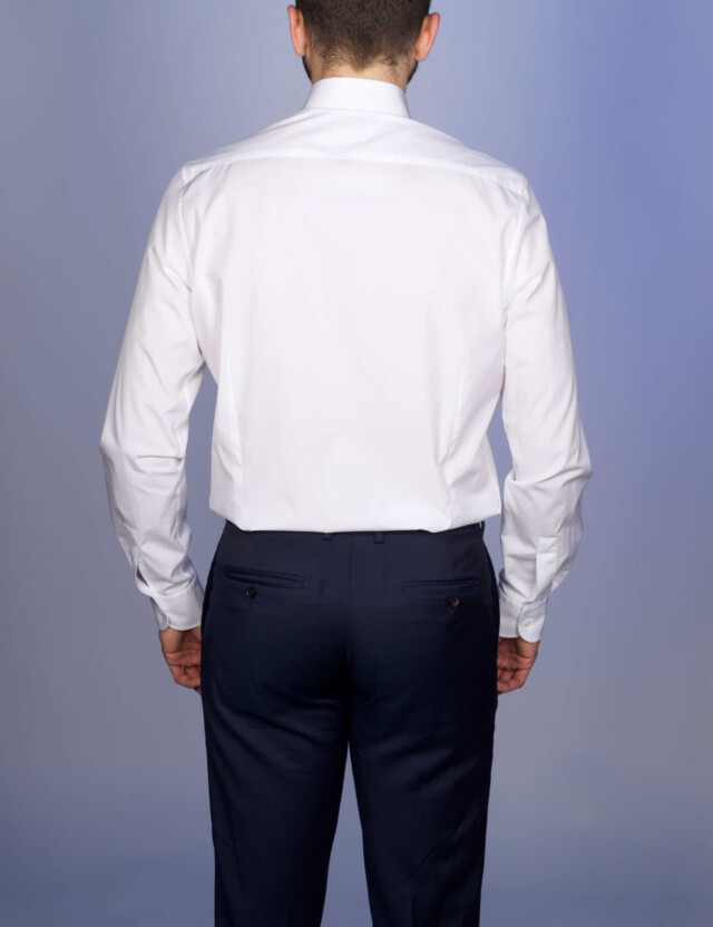 - Chemise Cérémonie - Popeline Double Retors - Col Cassé & Poignets Mousquetaires